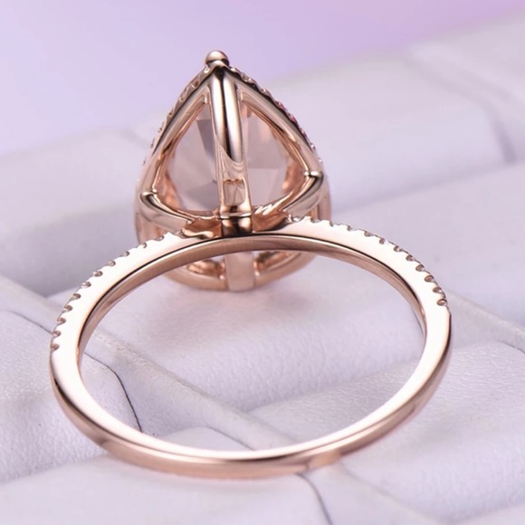 New 925 Rose Gold Water Drop Zircon Ring - Picture 5 of 7